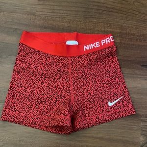 Nike PRO Dri-Fit Compression Workout Shorts in Red